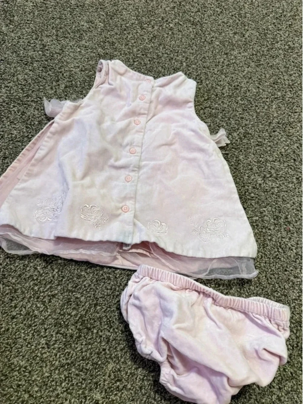 Vintage 2004 Gymboree Baby Girl 6-12M Pink Embroidered Dress Bloomers Set